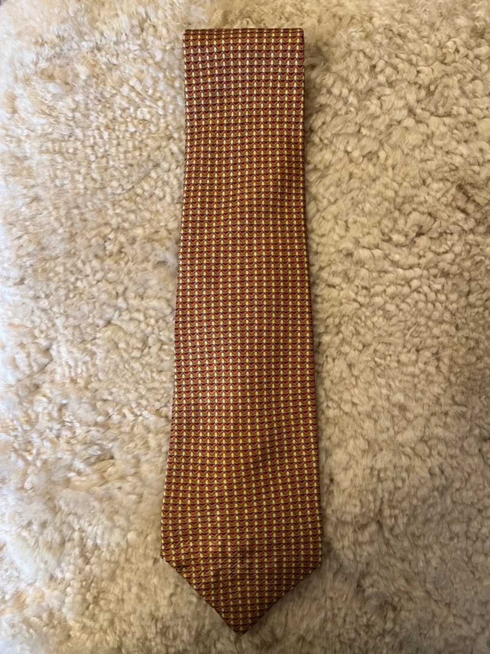 Robert Talbott Classic Men's Woven Pattern Tie in Rust and Gold